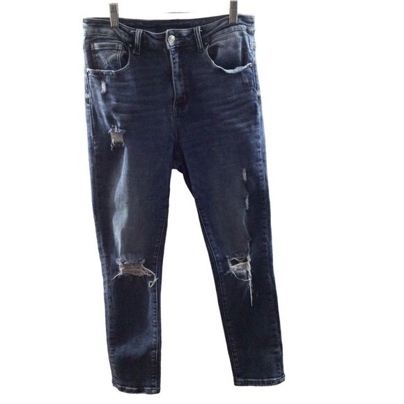 Women’s Risen Medium Wash High Rise Ankle Length‎ Distressed Jeans Size 28 - Picture 1 of 7